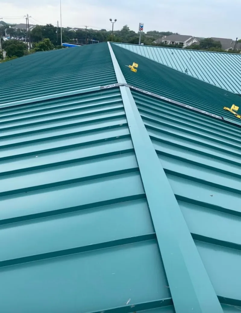 Green commercial metal roof ridge and valley for Metal Roof Repair in Freetown